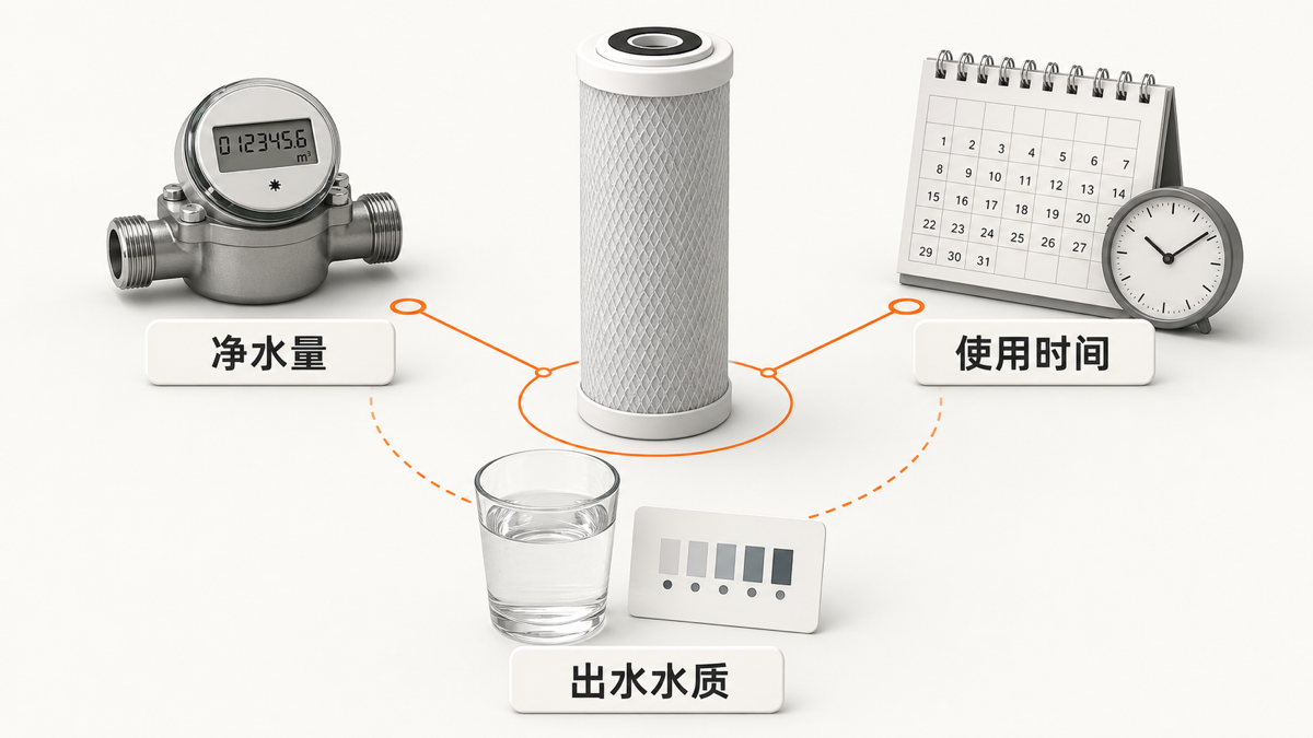 净水量、使用时间和出水水质三维判断
